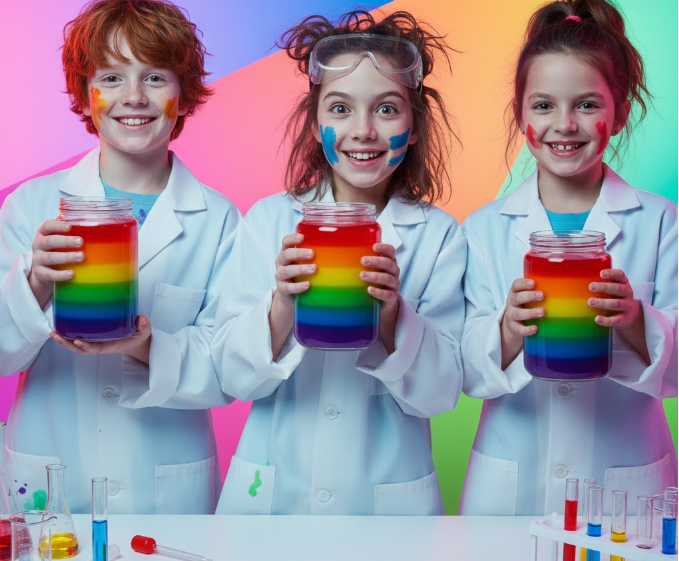 simple science experiments at home for kids, rainbow science experiment